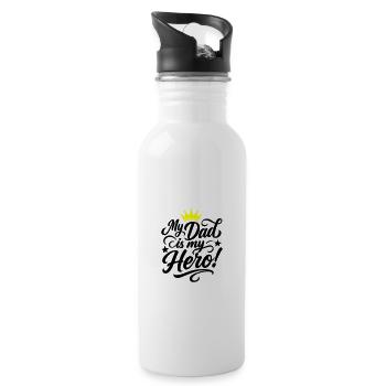 Best Dad Hero Saying Father's Day - Water bottle with straw - white - Right