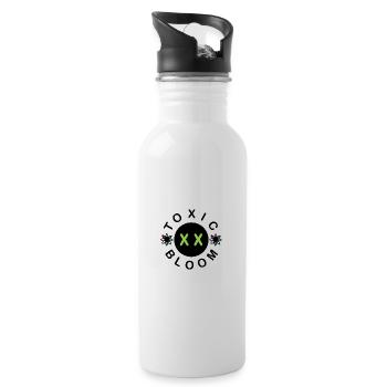 Playful Skull with Floral Accents - Water bottle with straw - white - Right