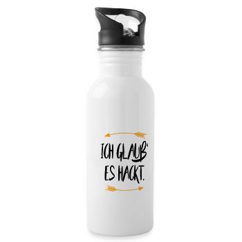 Ich glaub es hackt Sprüche - Trinkflasche mit integriertem Trinkhalm - Weiß - Rechts