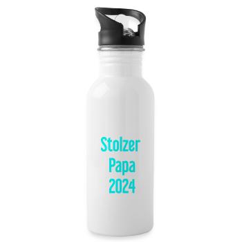 Stolzer Papa 2024 – für frischgebackene Väter - Trinkflasche mit integriertem Trinkhalm - Weiß - Rechts