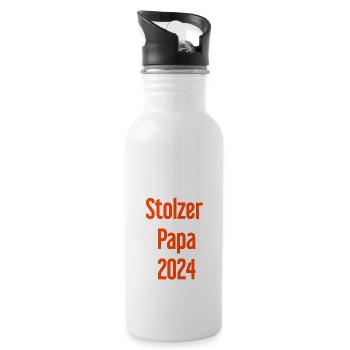 Stolzer Papa 2024 – für frischgebackene Väter - Trinkflasche mit integriertem Trinkhalm - Weiß - Rechts