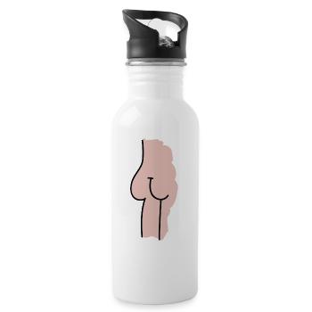 Bare butt illustration gift - Water bottle with straw - white - Right