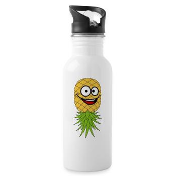 Swinger Gifts | Pineapple Swinging Lifestyle Fun - Water bottle with straw - white - Right