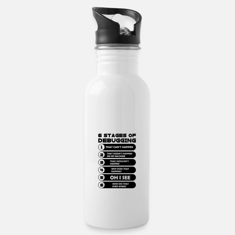 Programmieren - Trinkflasche mit integriertem Trinkhalm - Weiß