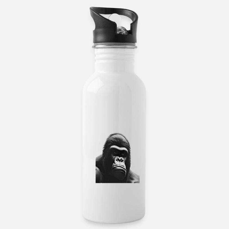 Silverback Gorilla - Water bottle with straw - white