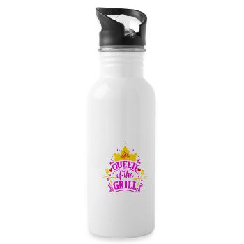 Queen of the Grill - Water bottle with straw - white - Right