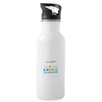 Stolze Oma einer 2. Klasse von 2023 - Trinkflasche mit integriertem Trinkhalm - Weiß - Rechts