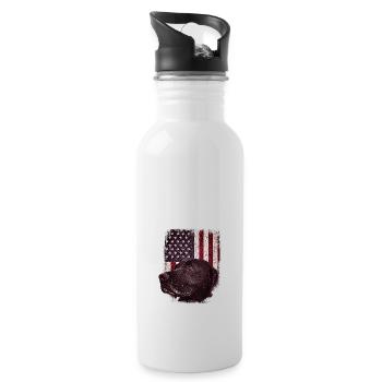 Patriotic USA Flag Black Labrador vêtements pour Lab - Gourde avec paille intégrée - blanc - Droite