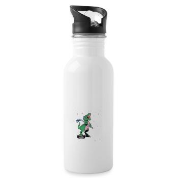 Rawr I'm 3 3rd Birthday Party T Rex Dinosaur - Water bottle with straw - white - Right