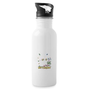 Autism Awareness Acceptance - Giraffe Its Ok To - Water bottle with straw - white - Right