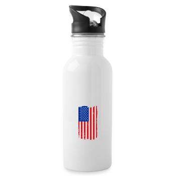 Terre de l’Amérique libre Drapeau des États-Unis Liberté de foi - Gourde avec paille intégrée - blanc - Droite
