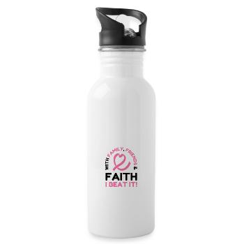 I Beat Breast Cancer Pink Ribbon Breast Cancer - Water bottle with straw - white - Right