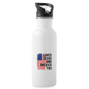 Loves Jesus and America Too - Water bottle with straw - white - Right