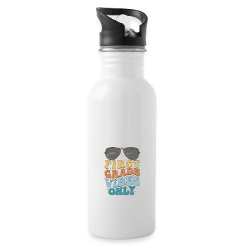 First Grade Vibes Only Vintage Groovy Kids Back - Gourde avec paille intégrée - blanc - Droite