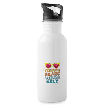 Fourth Grade Vibes Only 4th Grade Groovy Kids - Water bottle with straw - white - Right