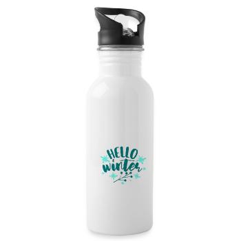 Hallo Winter - Trinkflasche mit integriertem Trinkhalm - Weiß - Rechts