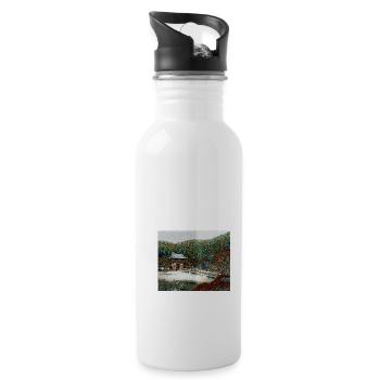 Temple in the Forest - Water bottle with straw - white - Right