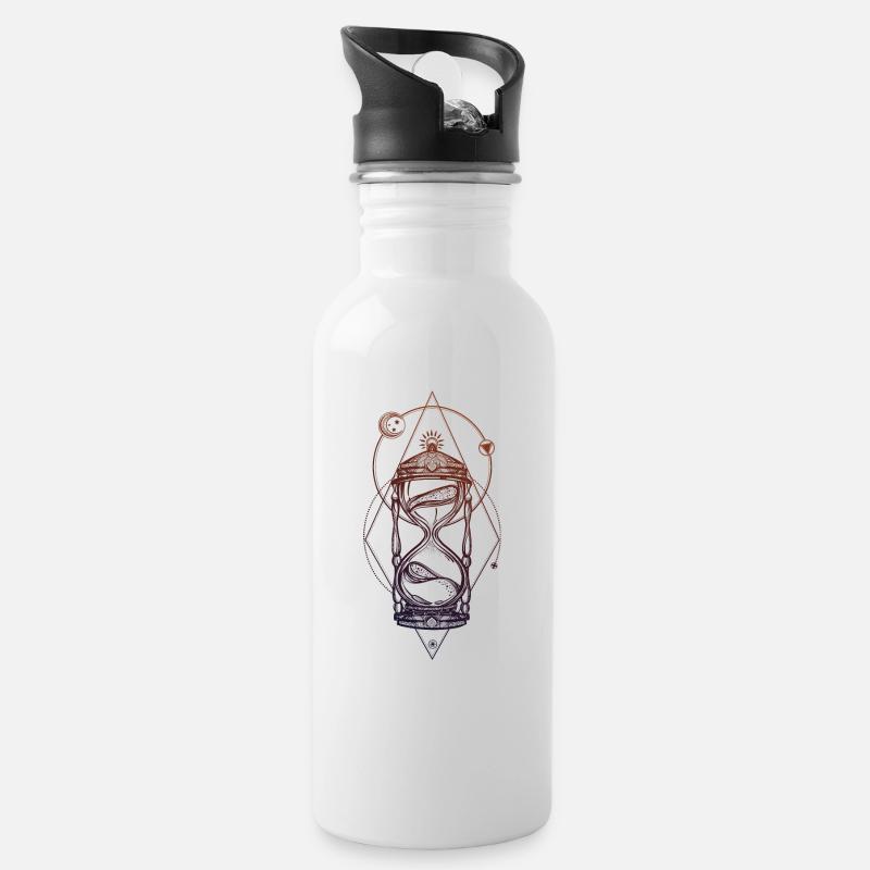 sanduhr - Trinkflasche mit integriertem Trinkhalm - Weiß
