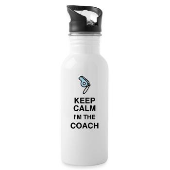 Coach / Coaching / Trainer / Sport - Trinkflasche mit integriertem Trinkhalm - Weiß - Rechts