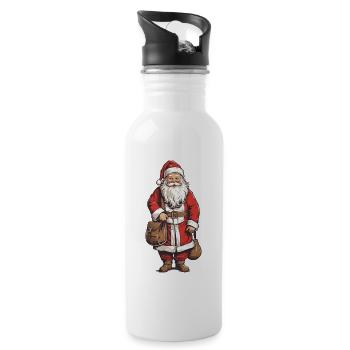 Père Noël rétro Art Noël Design - Gourde avec paille intégrée - blanc - Droite
