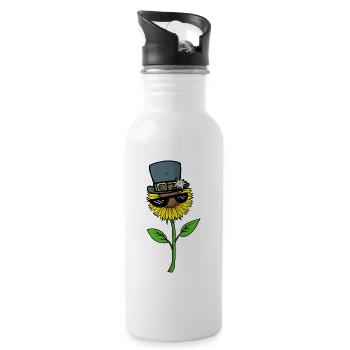 Sonnenblume Sonnenbrille lustige Bilder witzig - Trinkflasche mit integriertem Trinkhalm - Weiß - Rechts