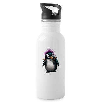 PENGUPUNKS - Trinkflasche mit integriertem Trinkhalm - Weiß - Rechts