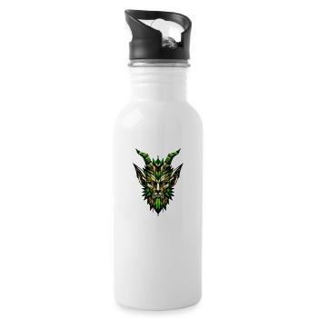 Enchanted Forest Satyr: Geometric Faun Illustratio - Water bottle with straw - white - Right