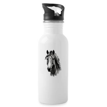 Pferd - Trinkflasche mit integriertem Trinkhalm - Weiß - Rechts