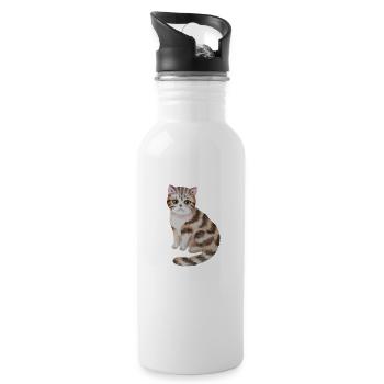Süße Katze - Trinkflasche mit integriertem Trinkhalm - Weiß - Rechts