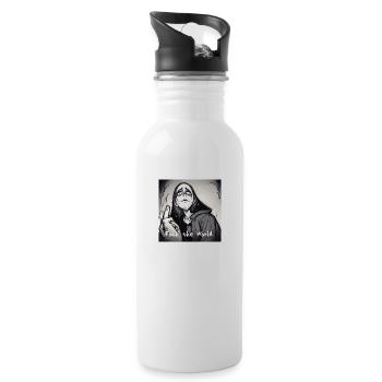 Fuck the world - Trinkflasche mit integriertem Trinkhalm - Weiß - Rechts