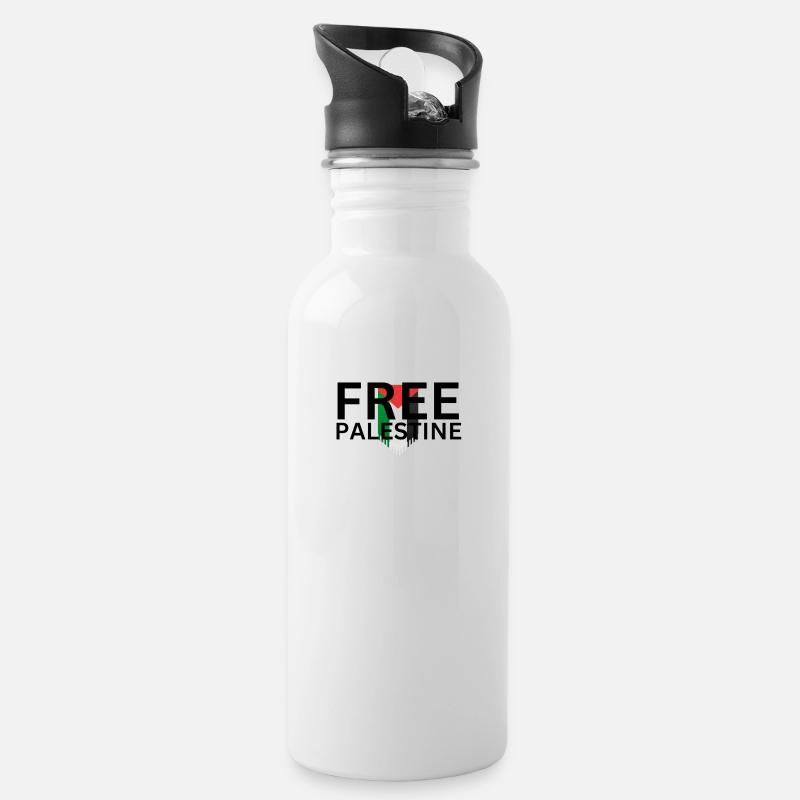 Palestine libre - Gourde avec paille intégrée - blanc
