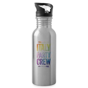 Italien Party Crew Spruch - Trinkflasche mit integriertem Trinkhalm - Lightsilver - Rechts