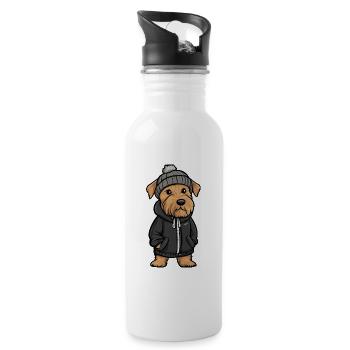 Airedale Terrier Dog Stylish - Water bottle with straw - white - Right