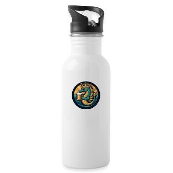 Seepferd Bier - Trinkflasche mit integriertem Trinkhalm - Weiß - Rechts