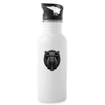 Wikinger Hammer Nordmann Design für Vikings Fans - Trinkflasche mit integriertem Trinkhalm - Weiß - Rechts