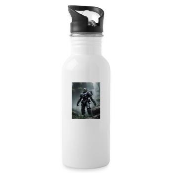 Futuristischer Astronaut auf fremden Planeten - Trinkflasche mit integriertem Trinkhalm - Weiß - Rechts