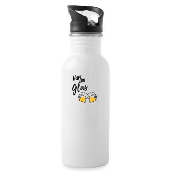 Hart am Glas - Trinkflasche mit integriertem Trinkhalm - Weiß - Rechts