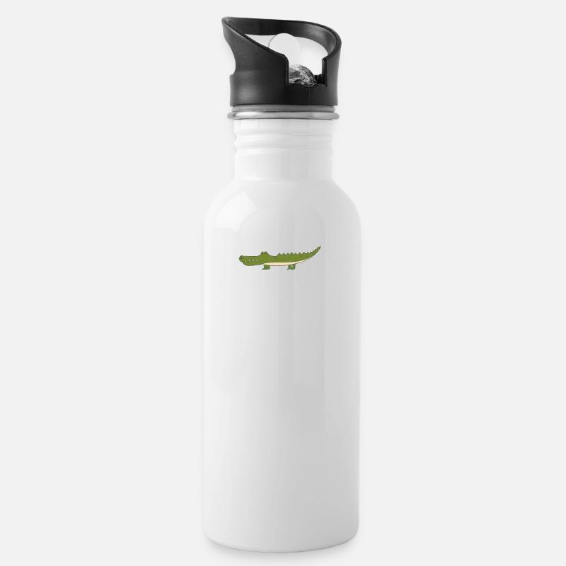 Krokodil - Trinkflasche mit integriertem Trinkhalm - Weiß