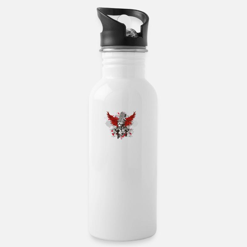 Music Is Love - Trinkflasche mit integriertem Trinkhalm - Weiß