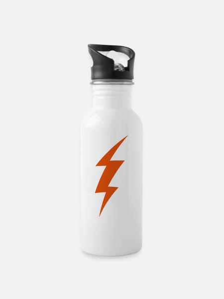 Blitz - Trinkflasche mit integriertem Trinkhalm - Weiß