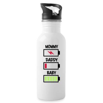 Batterie maman papa bébé - Gourde avec paille intégrée - blanc - Droite