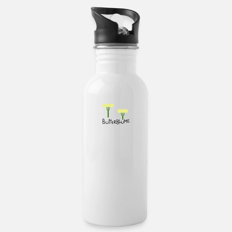 Butterblume - Trinkflasche mit integriertem Trinkhalm - Weiß