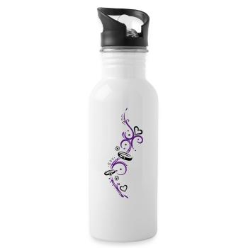 Tribal with Symbols of love - Water bottle with straw - white - Right