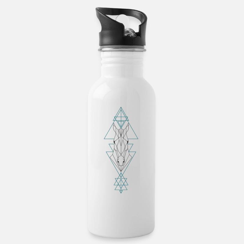 Pferd geometrisch - Trinkflasche mit integriertem Trinkhalm - Weiß