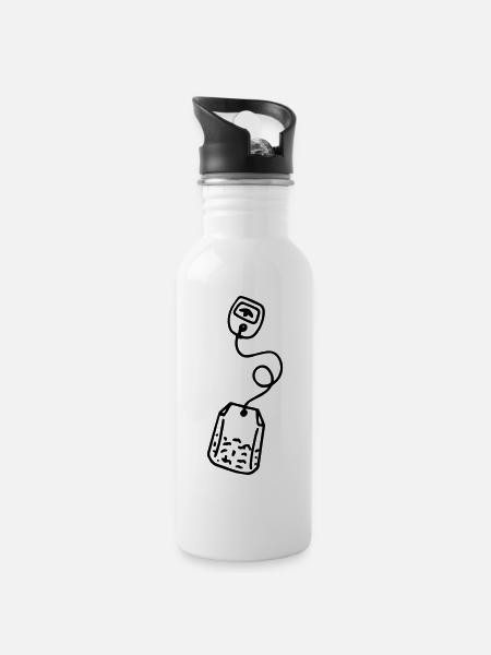 Teebeutel Tee Teetasse Teetrinker Tea Tealover - Trinkflasche mit integriertem Trinkhalm - Weiß