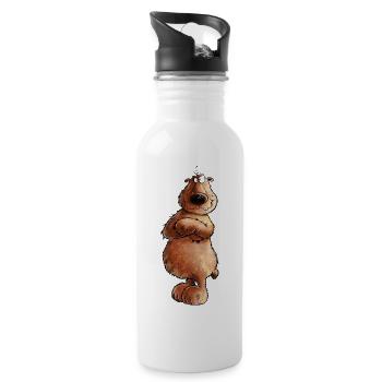 Mürrischer Bär I Nein I Nö I Statement - Water bottle with straw - white - Right