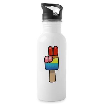 Popsicles Signe de paix Paix - Gourde avec paille intégrée - blanc - Droite