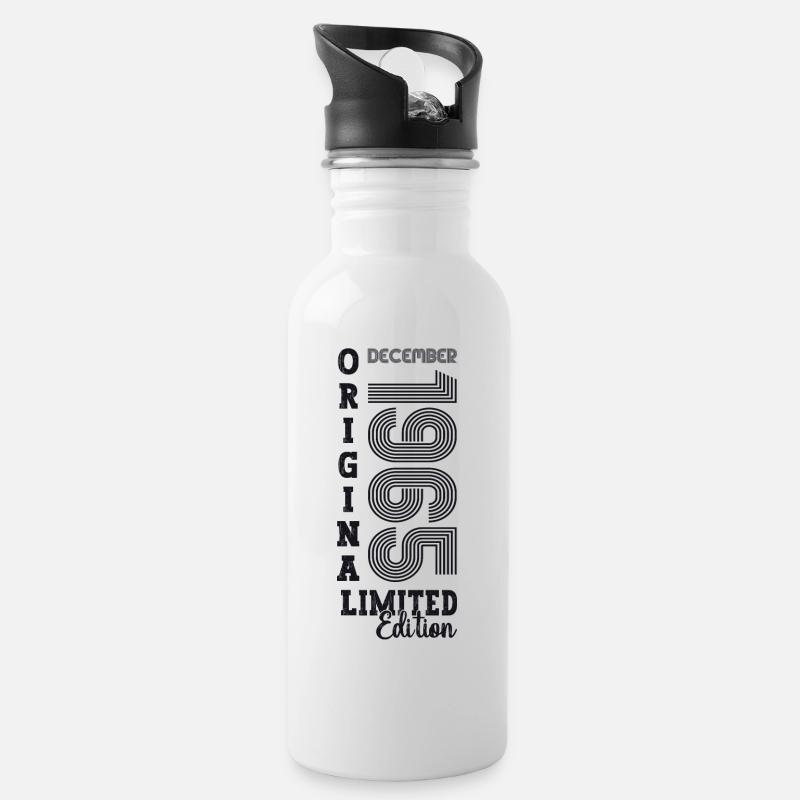 Original Dezember 1965 57. Geburtstag Geschenk - Trinkflasche mit integriertem Trinkhalm - Weiß