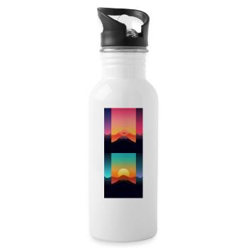 Gebirgslandschaft Geometrische Kunst - Trinkflasche mit integriertem Trinkhalm - Weiß - Rechts
