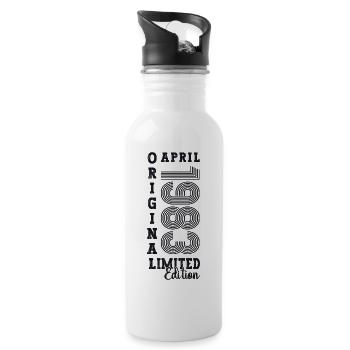 40th birthday man April Born 1983 Original - Water bottle with straw - white - Right